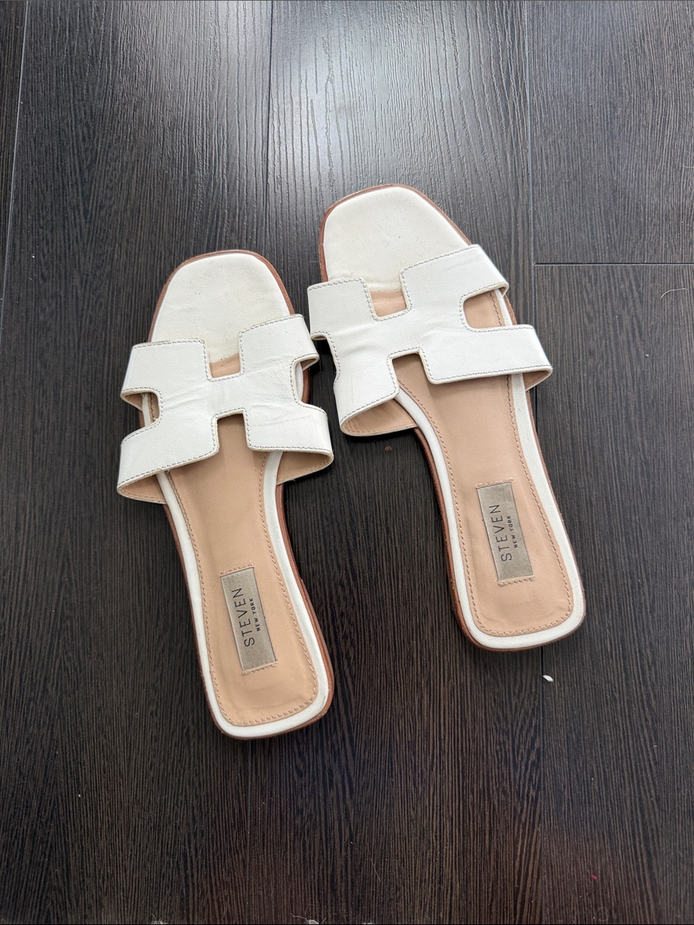 Steve Madden Hayden White Cutout Slide Sandals